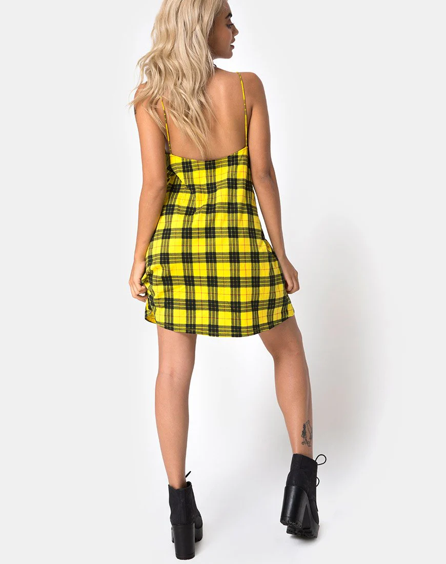 Lura Slip Dress in Winter Plaid Yellow - Image 6
