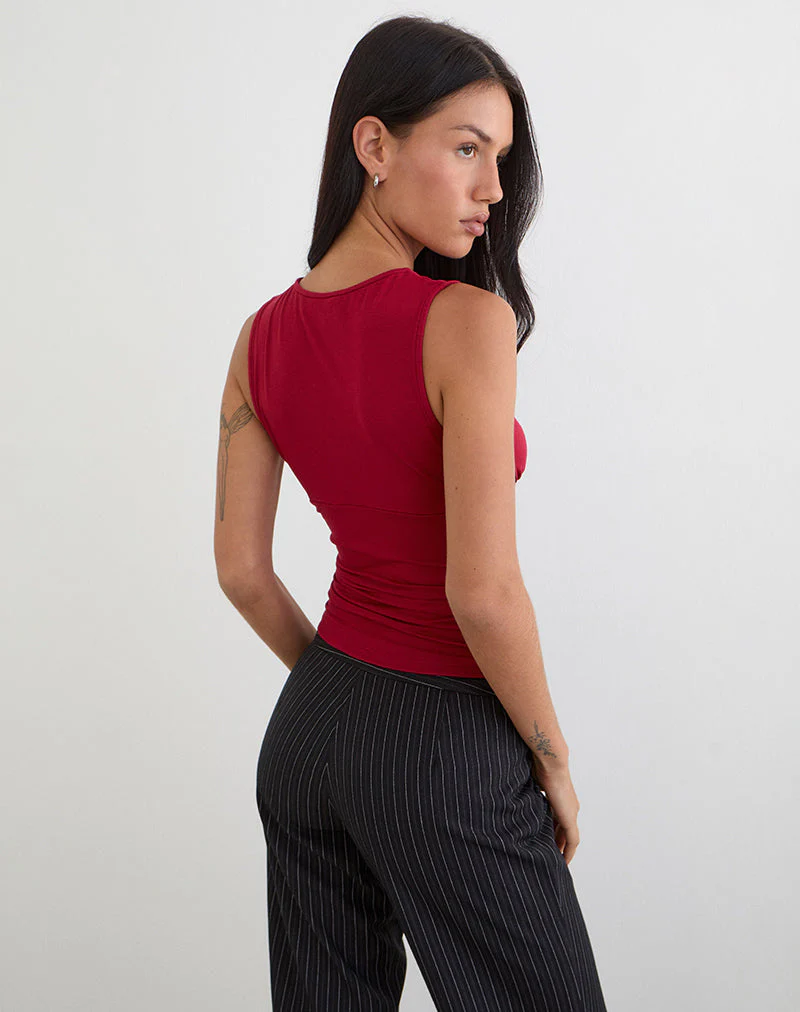 Lycia Plunge Top in Adrenaline Red - Image 5