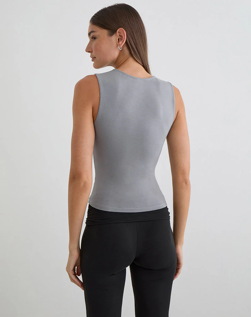 Lynod Plunge Top in Grey - Image 5