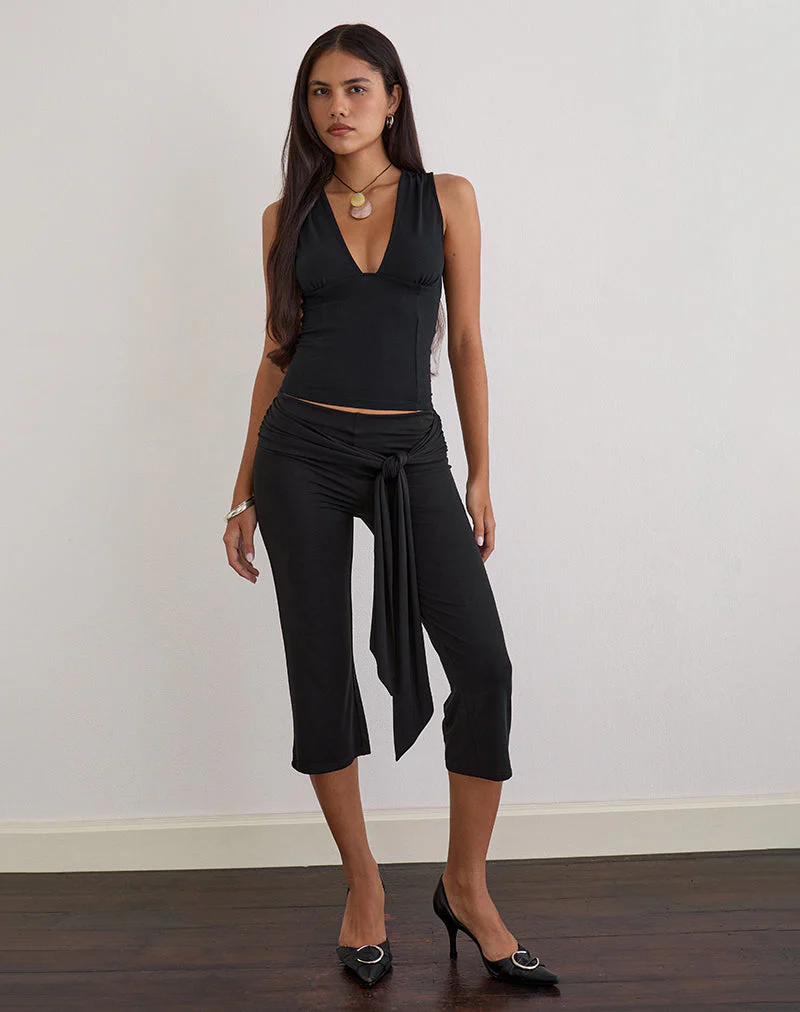 Lynod Plunge Top in Rayon Black - Image 2