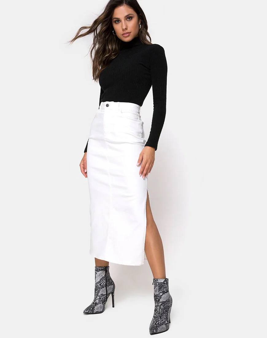 Lyra Midi Skirt in White - Image 3