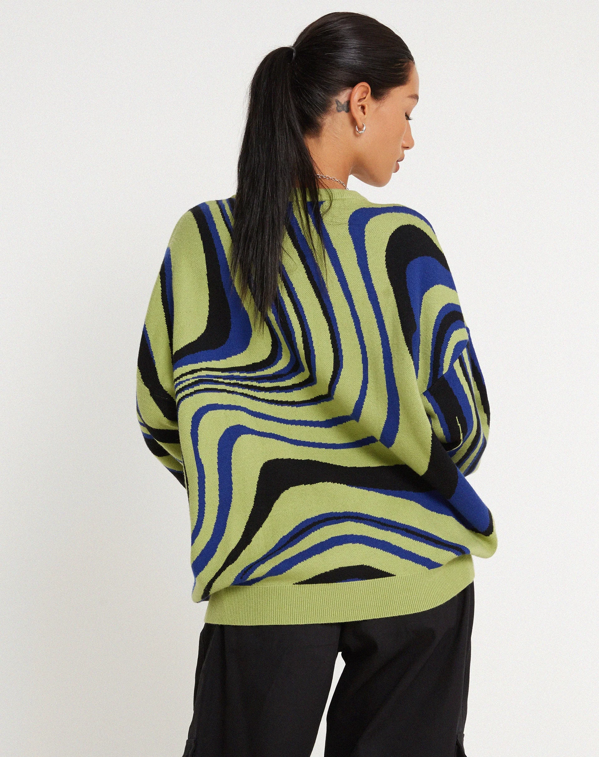 Mably Oversized Jumper in Mega Ripple Green - Image 2