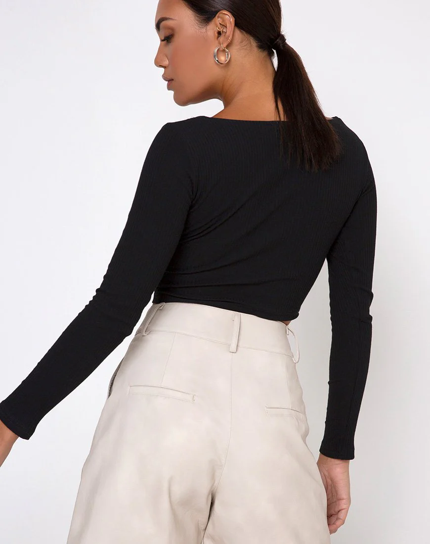 Maby Crop Top Rib Black - Image 2