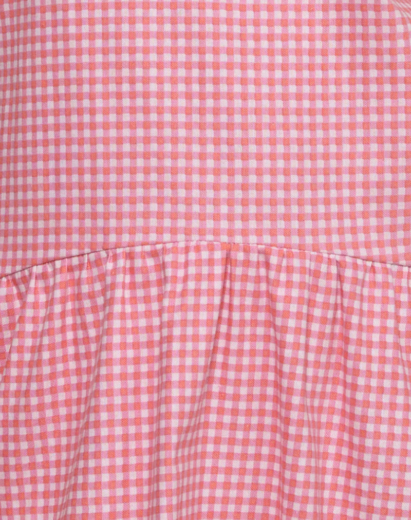 Magare Mini Dress in Mini Gingham Peach - Image 6