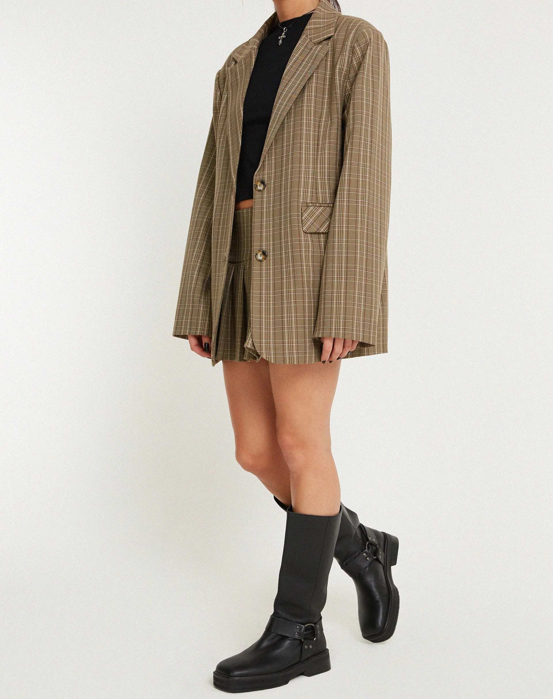 Maiwa Blazer in Check Brown - Image 3