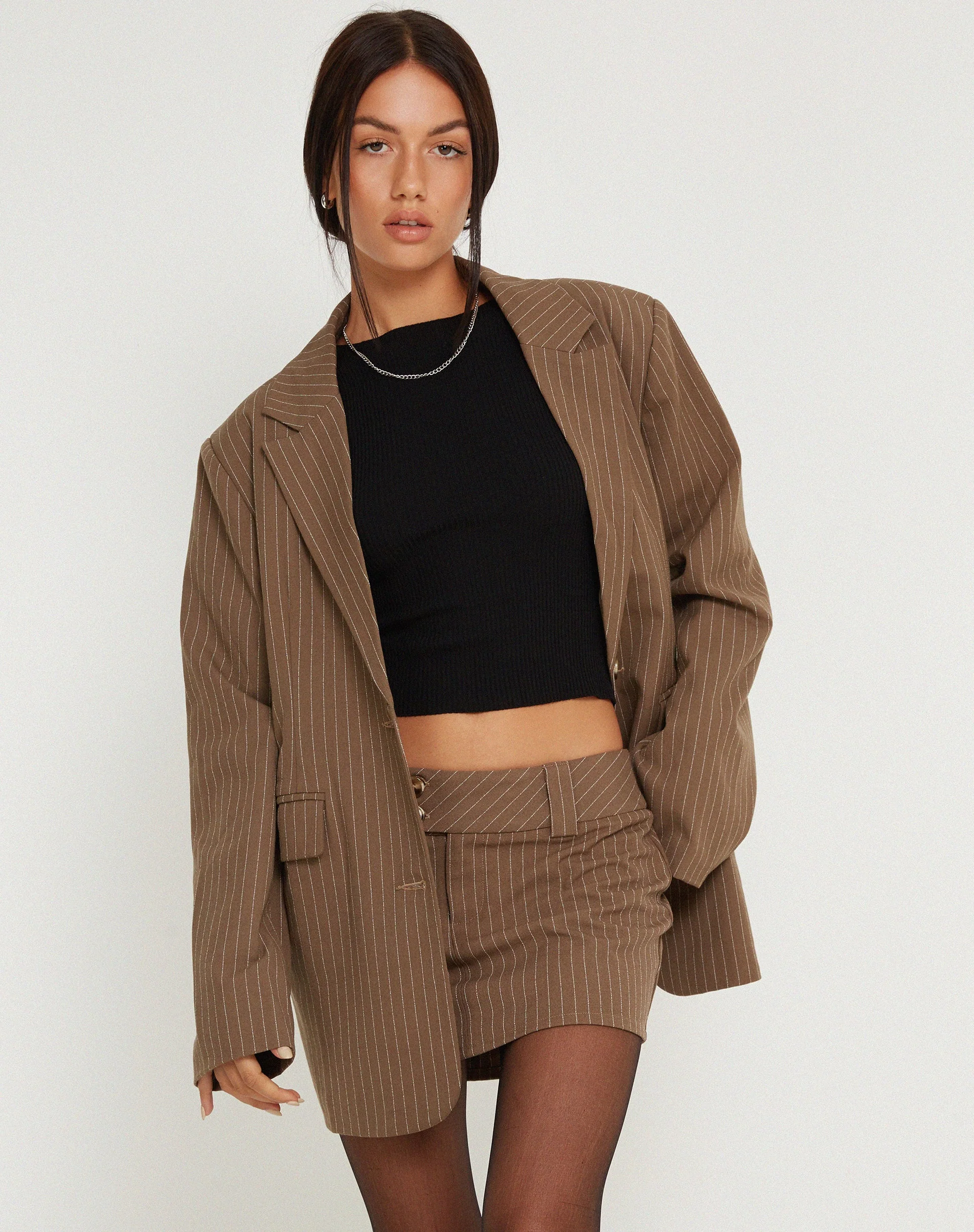 Maiwa Blazer in Pinstripe Brown - Image 2