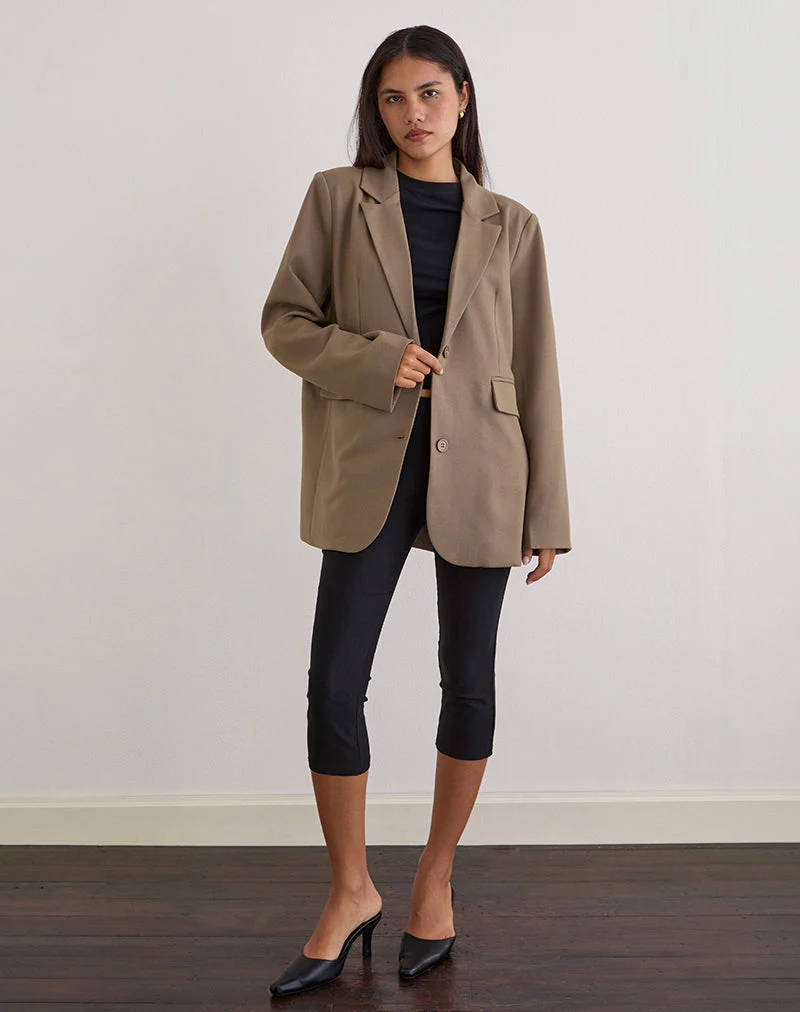 Maiwa Blazer in Textured Tailoring Beige - Image 4