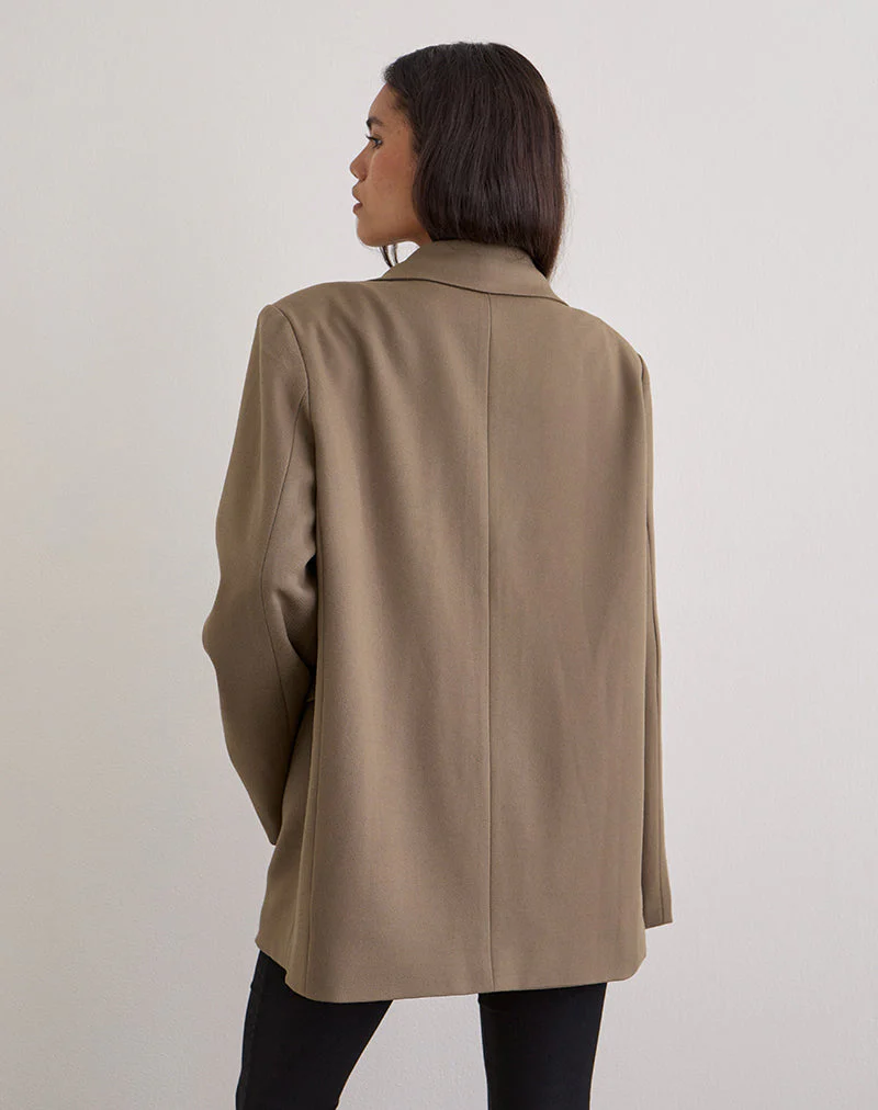 Maiwa Blazer in Textured Tailoring Beige - Image 5