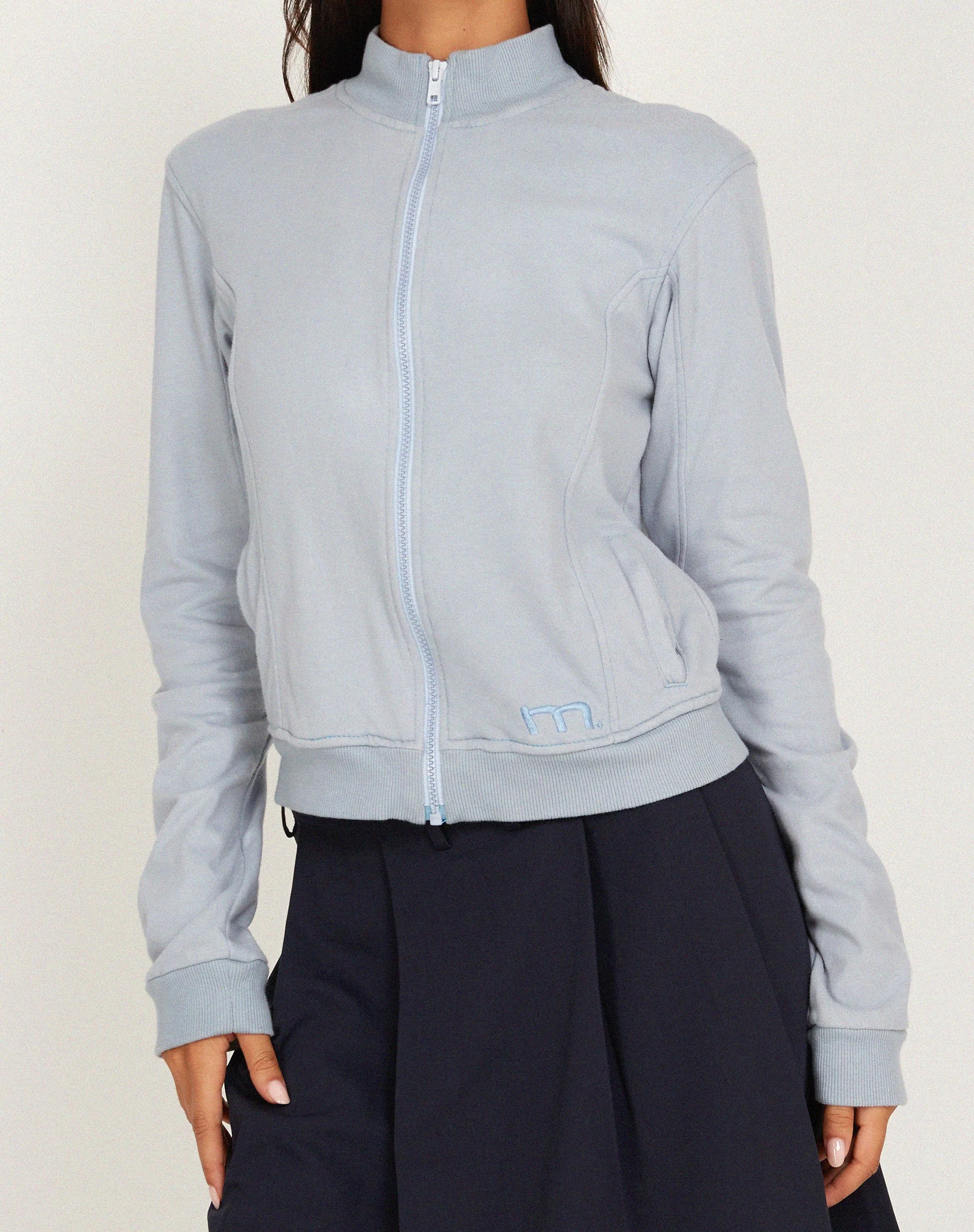 Makari Jersey Zip Up Jacket in Grey Dawn - Image 2