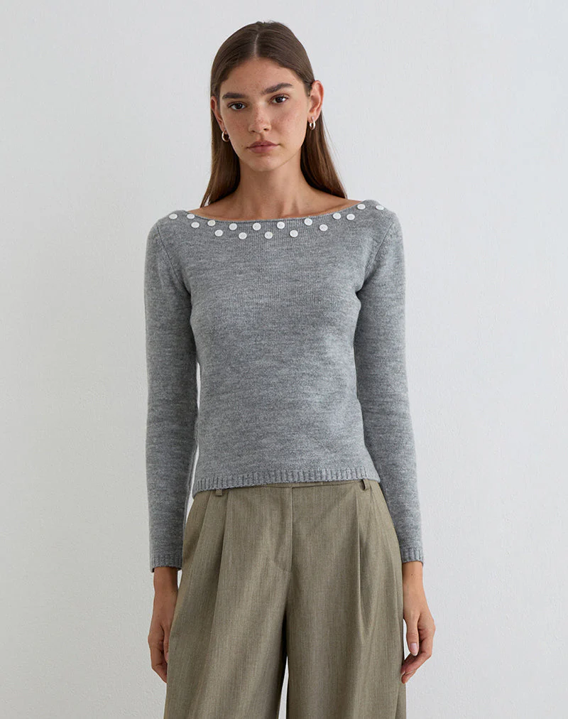 Manahi Jumper in Pearl Knit Grey - Image 3