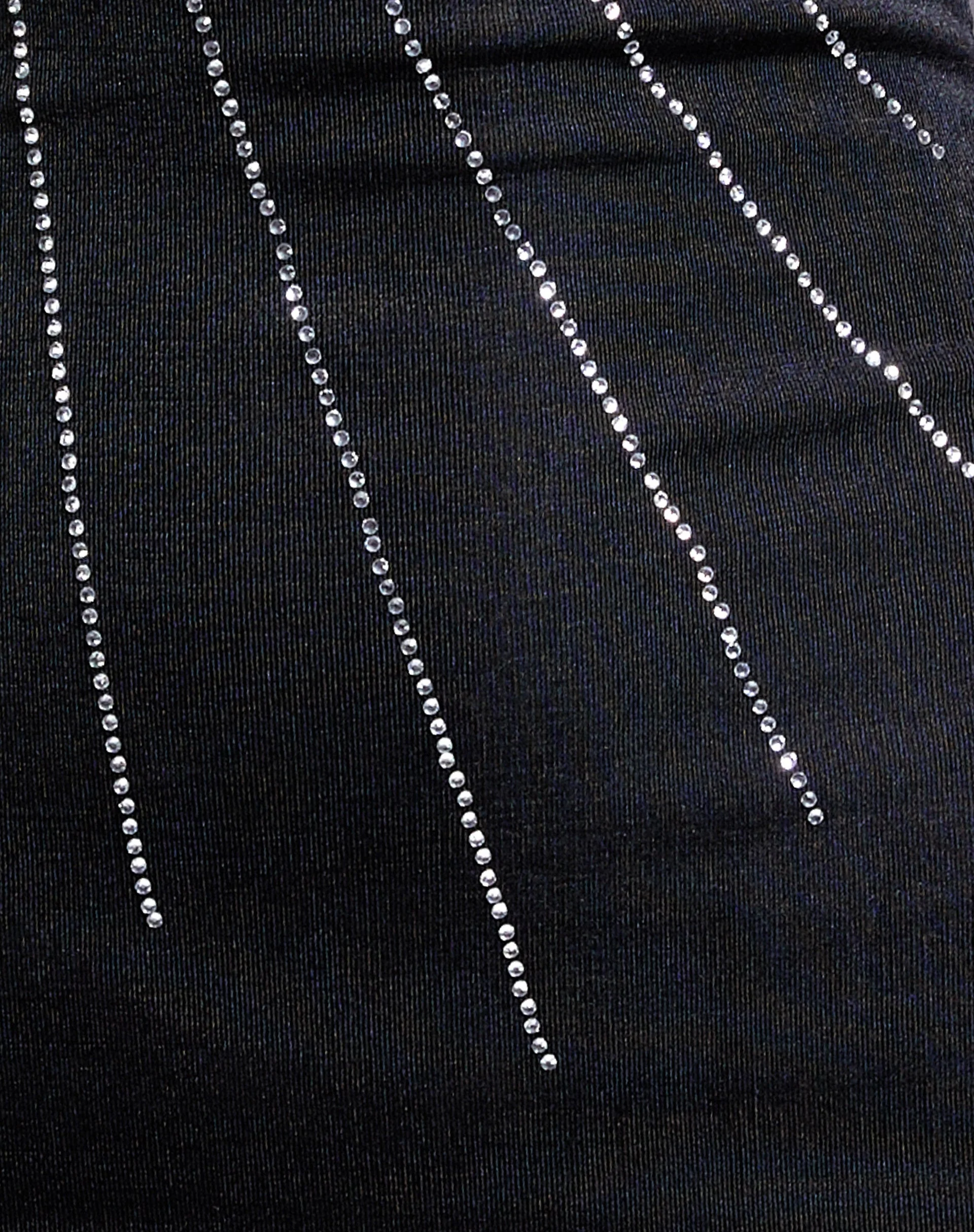 Mandan Mini Dress in Crepe Black Hotfix Diamante - Image 8