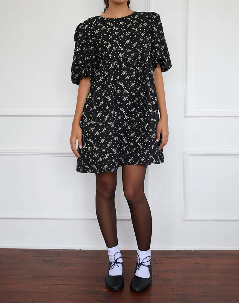 Marate Mini Dress in Floral Land Black - Image 4