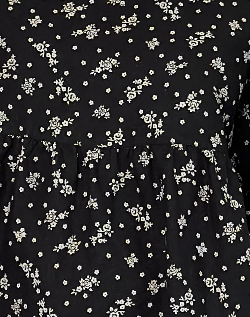 Marate Mini Dress in Floral Land Black - Image 6