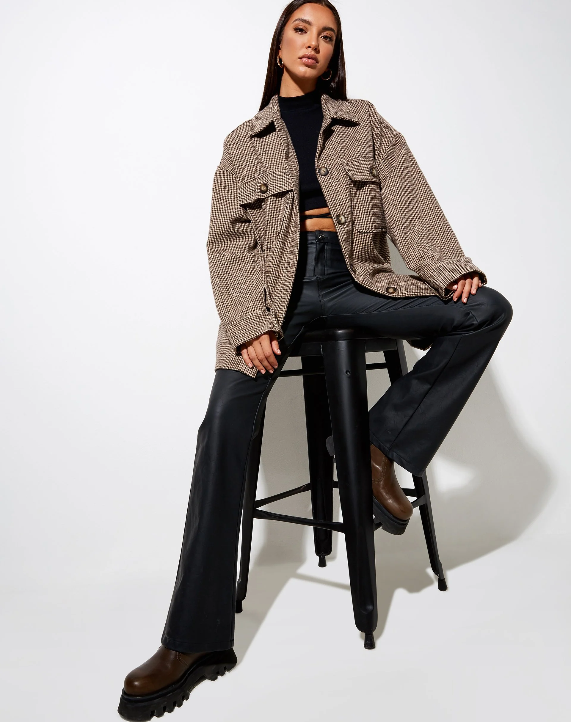 Marcel Shirt in Houndstooth Brown - Image 2