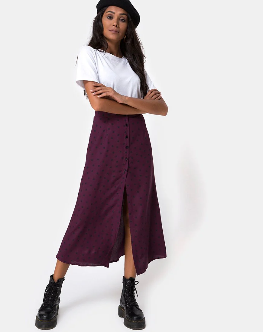 Marni Midi Skirt in Skater Polka Wine - Image 3