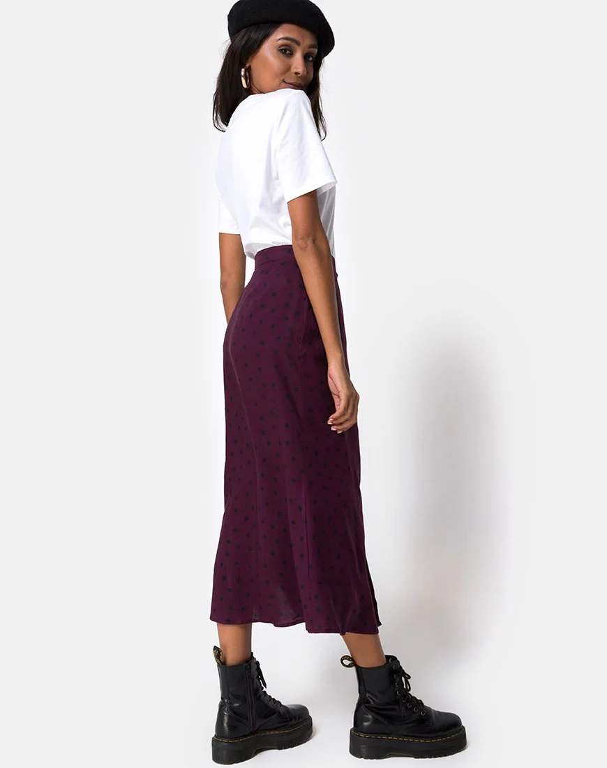 Marni Midi Skirt in Skater Polka Wine - Image 4