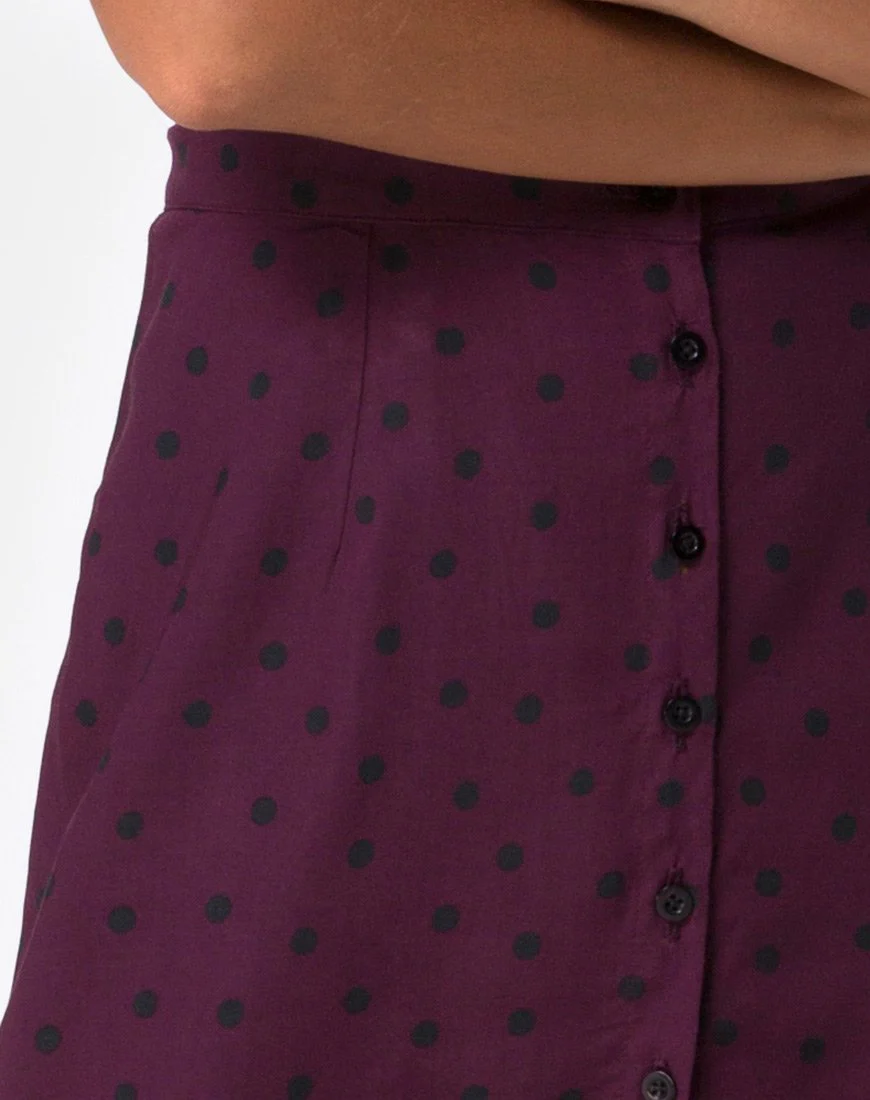Marni Midi Skirt in Skater Polka Wine - Image 5