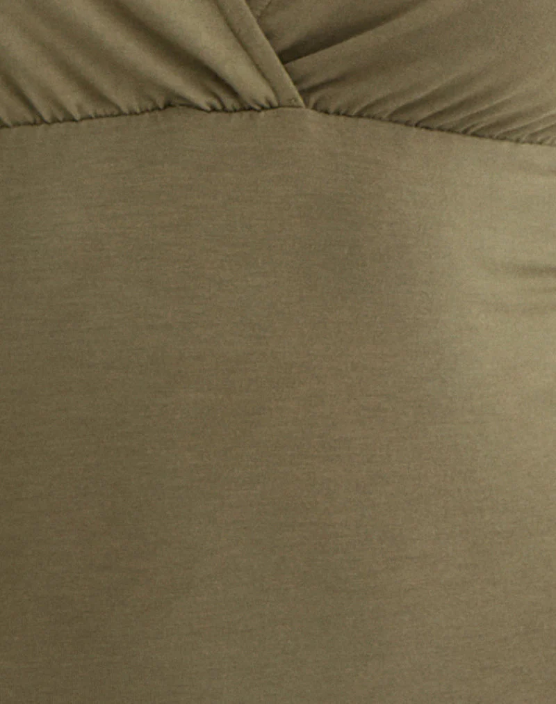Marti V-Neck Top in Jersey Khaki - Image 6