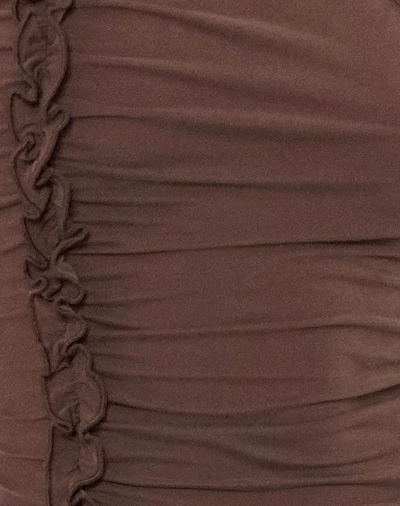 Marvela Ruched One Shoulder Top in Bitter Chocolate Brown - Image 6