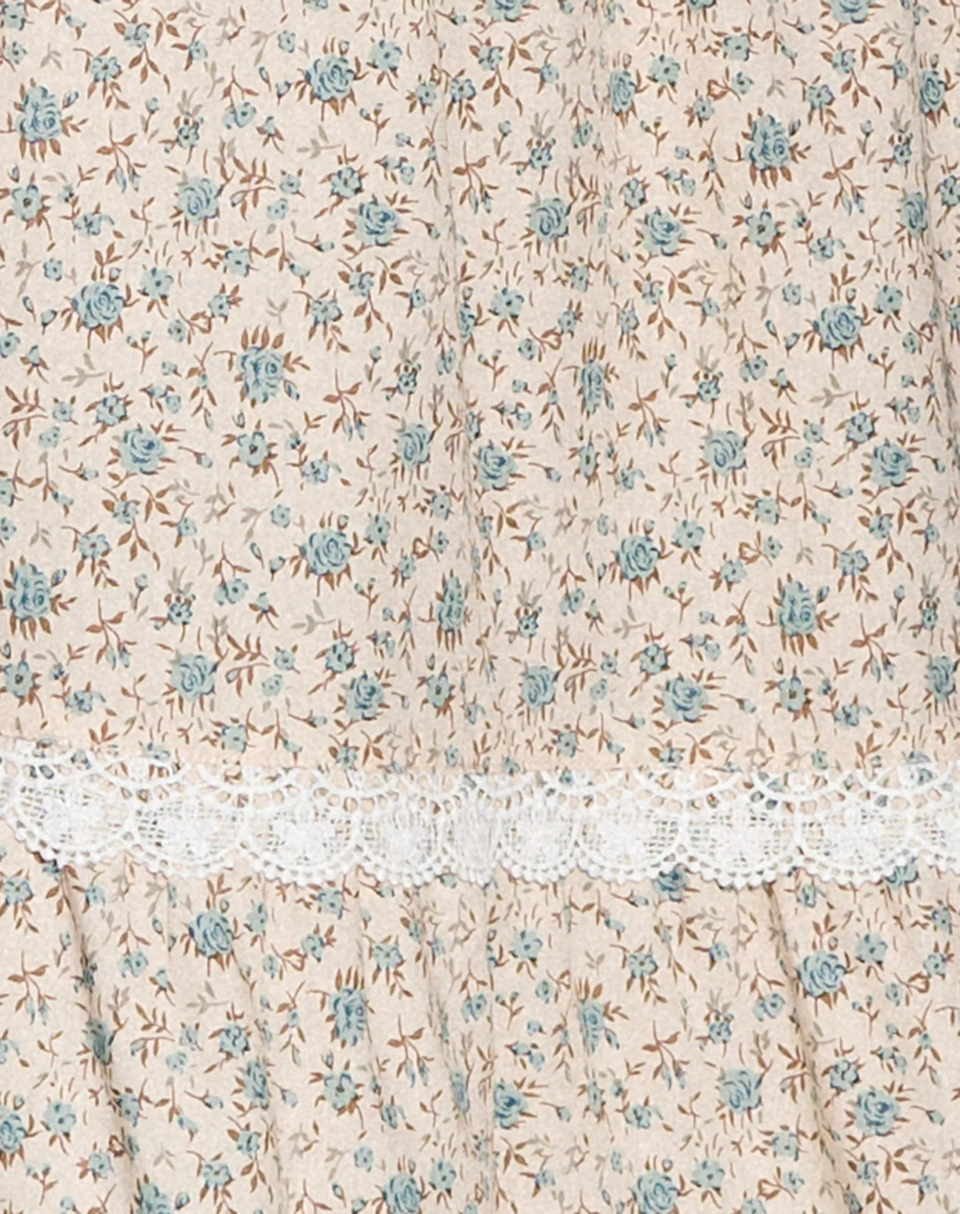 Maxce Low Rise Midi Skirt in Antique Blue and Ivory Floral - Image 7