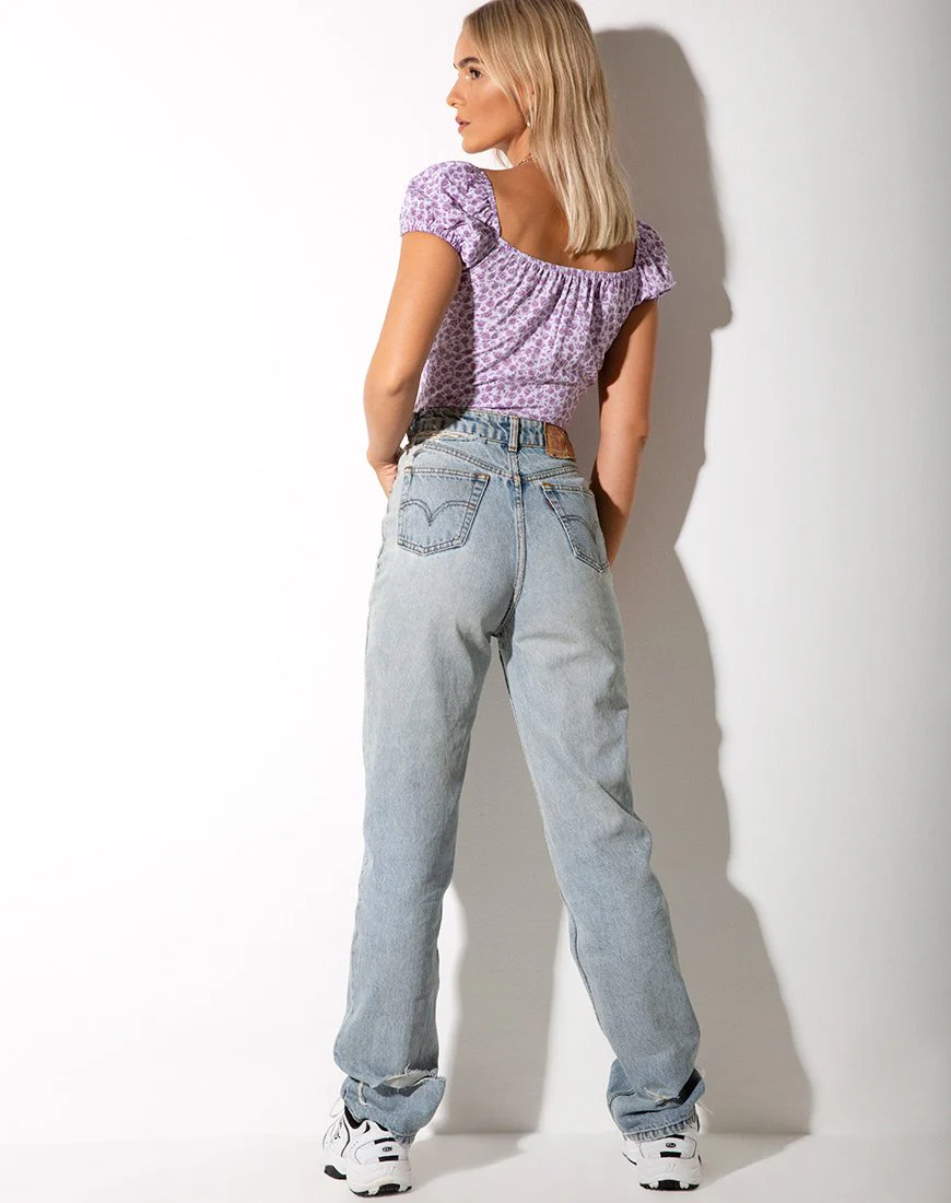 Mazu Top in Ditsy Rose Lilac - Image 6