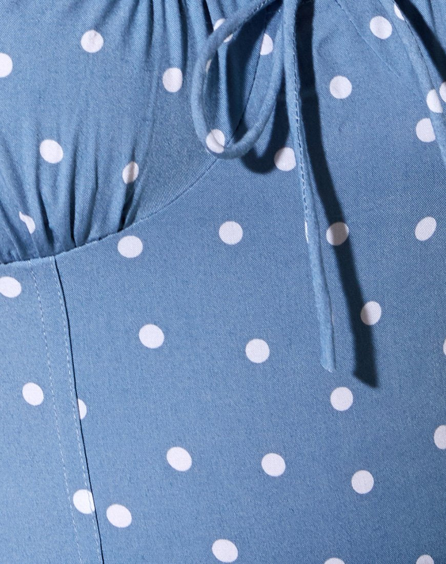 Mazu Crop Top in Skater Polka Blue - Image 6