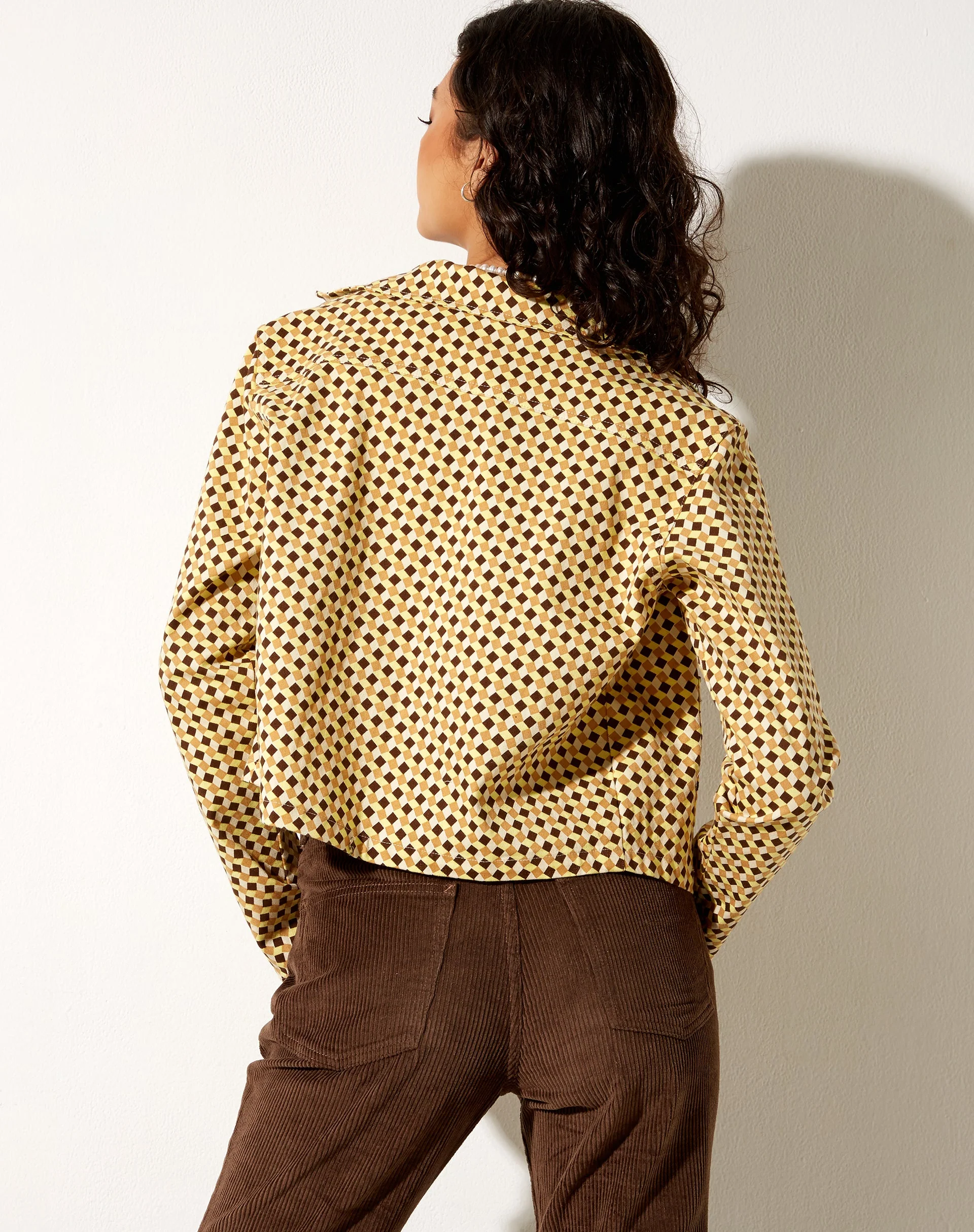 Mesha Jacket in Wavy Checker Yellow - Image 2