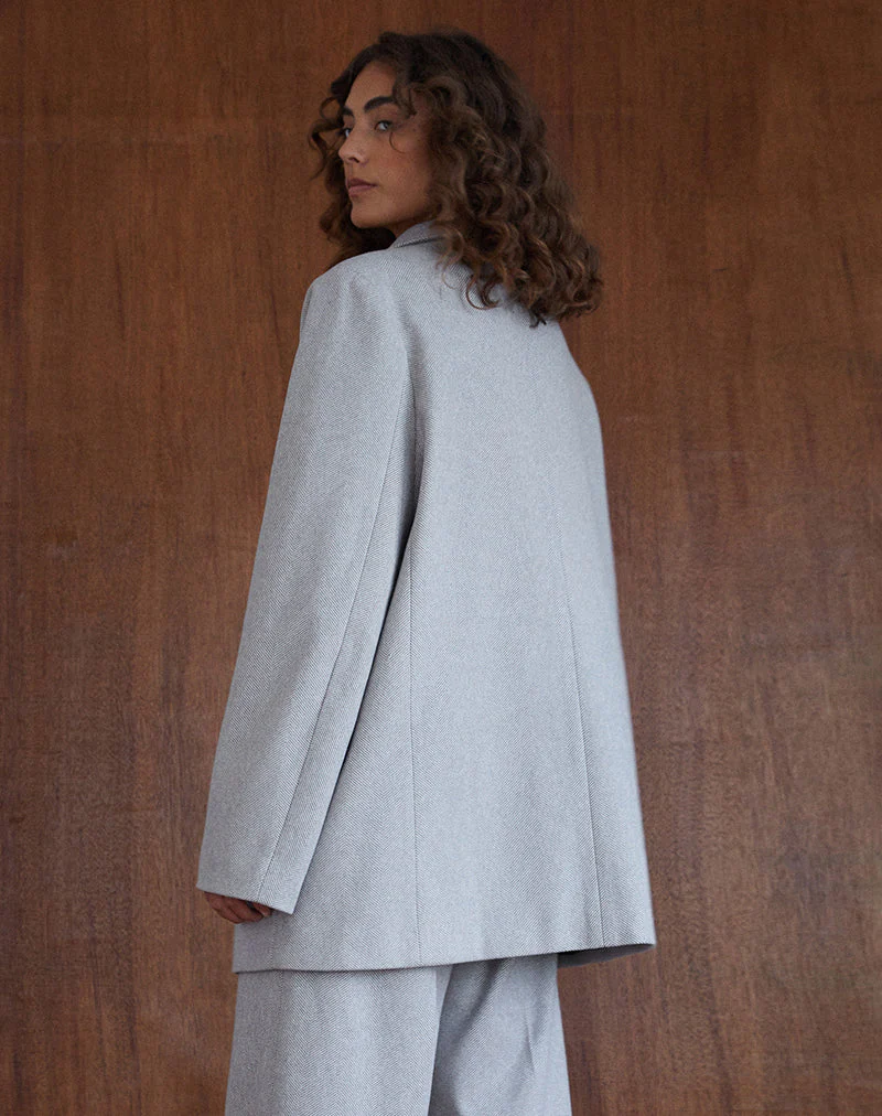 Messeir Faux Wool Blazer in Grey - Image 5