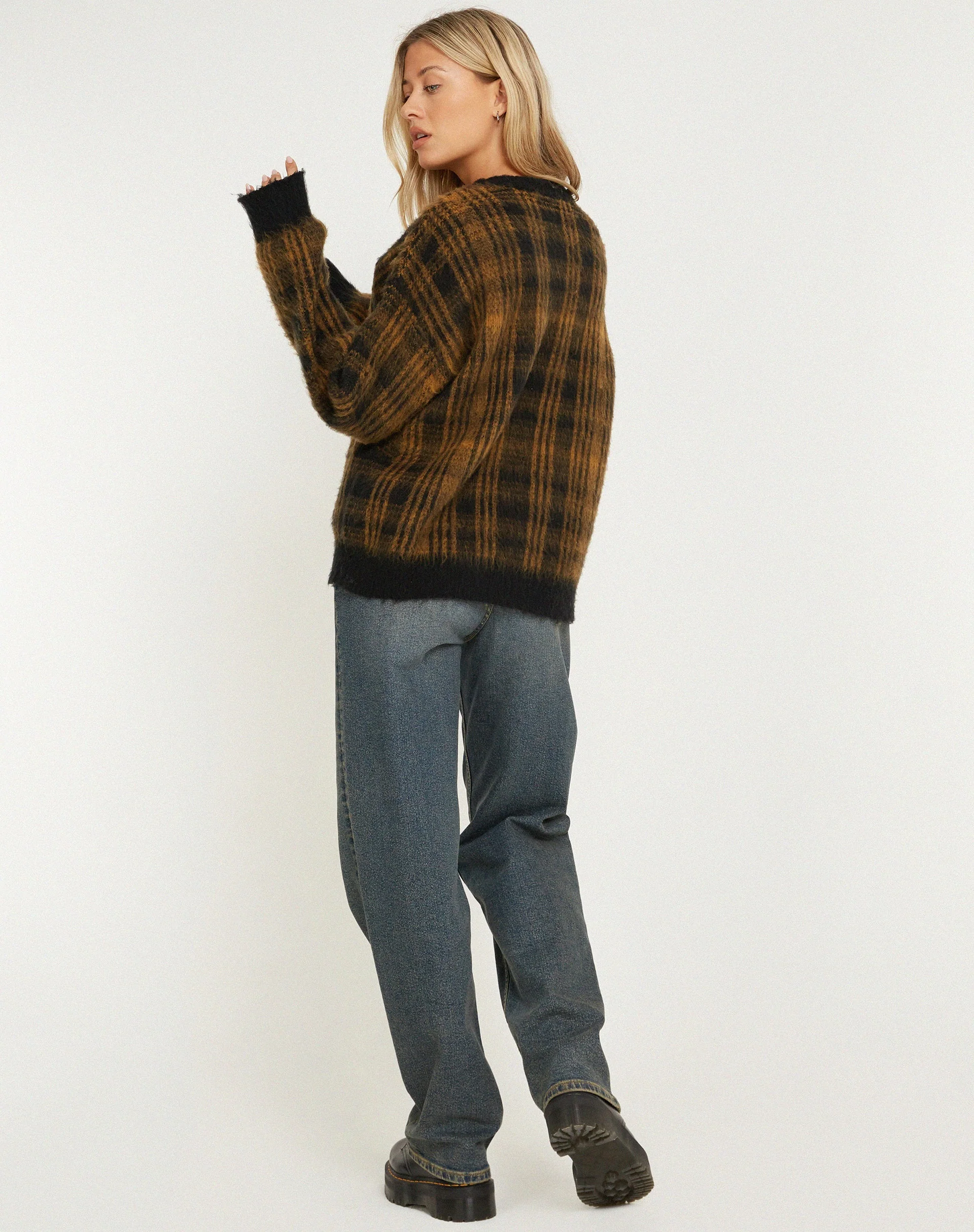 Mihail Knitted Jumper in Black Brown - Image 6