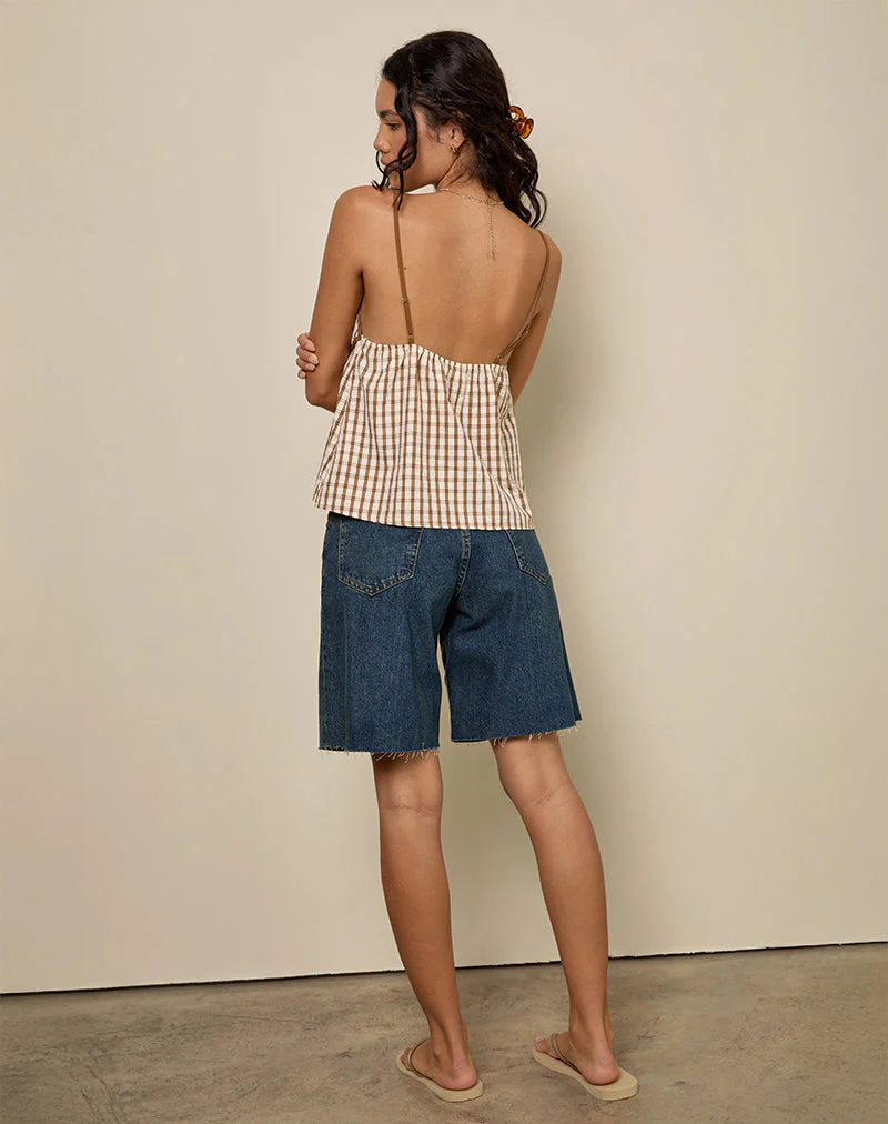 Milota Cami Top in Brown Check - Image 5