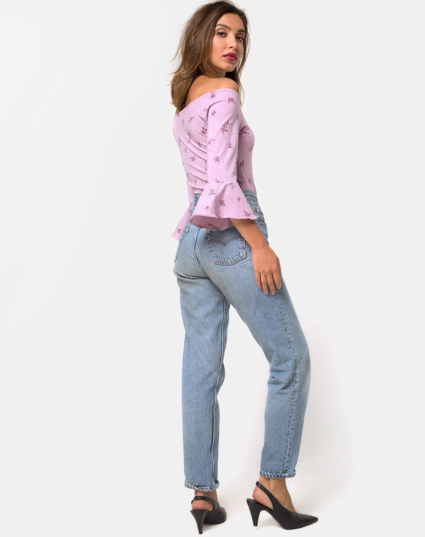 Mingga Off The Shoulder Top in Forget Me Not Lilac - Image 4