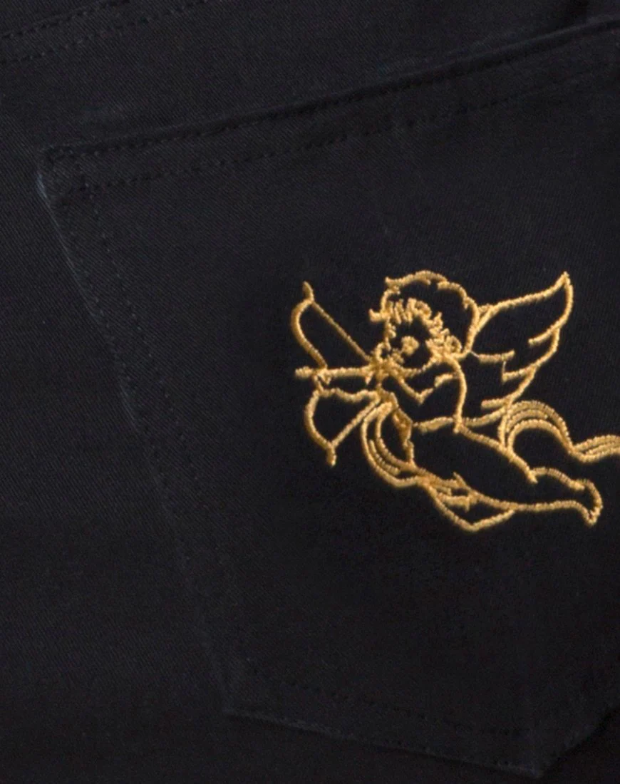 Mini Broomy Skirt in Black with Cherub Embro - Image 4