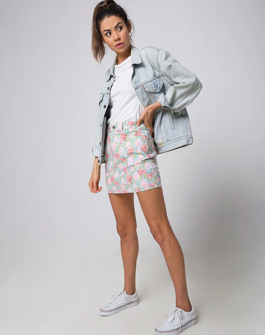Mini Broomy Skirt in Bloom Floral Blue Base - Image 3