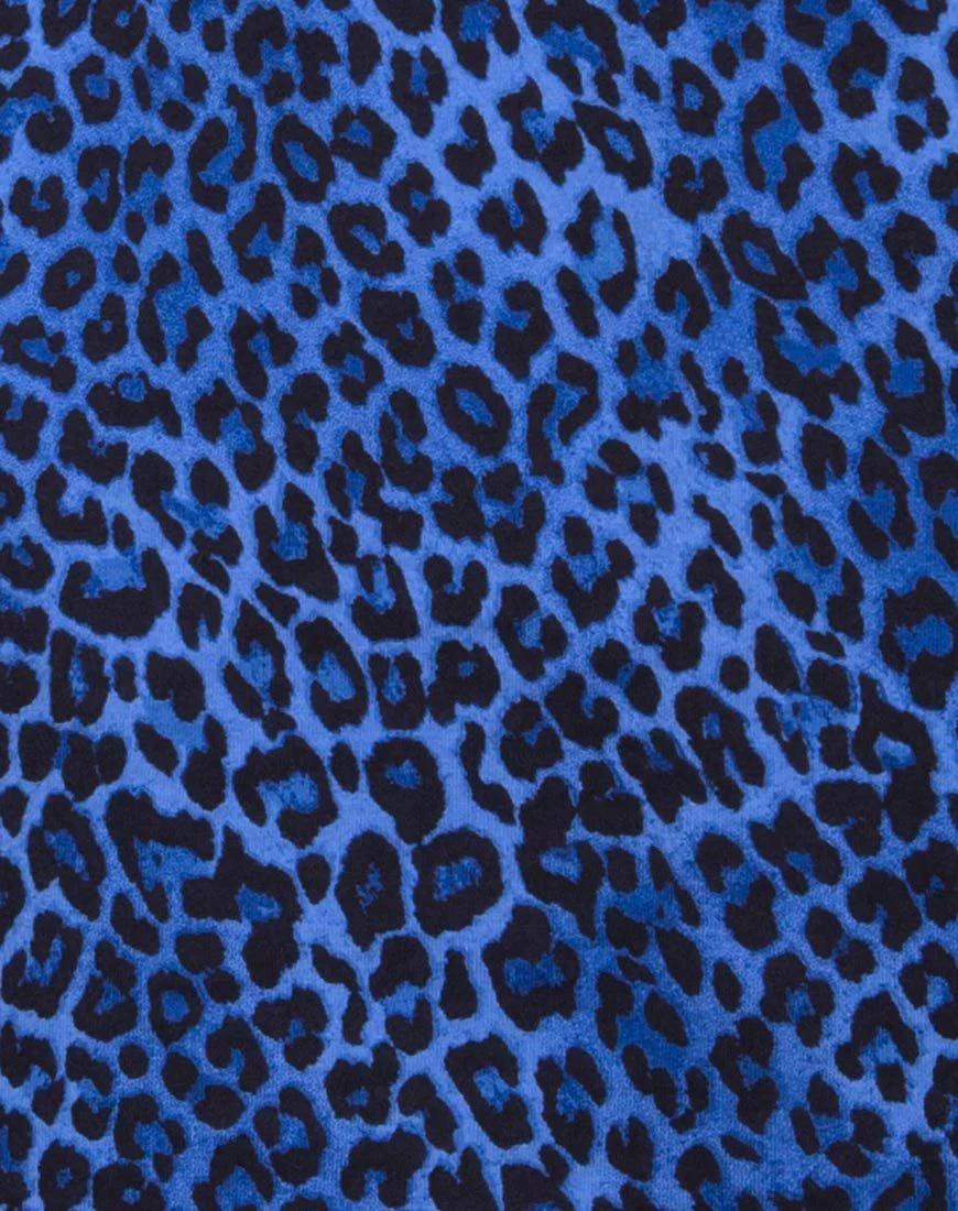 Mini Broomy Skirt in Leopard Royal Blue - Image 5