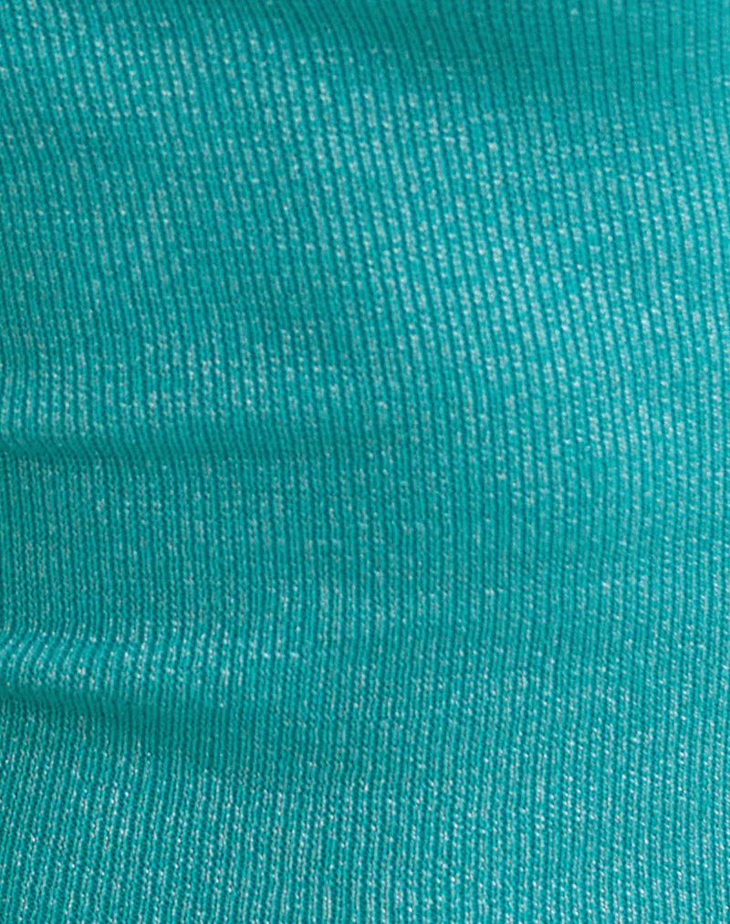 Mirelda Halterneck Top in Lurex Blue - Image 6