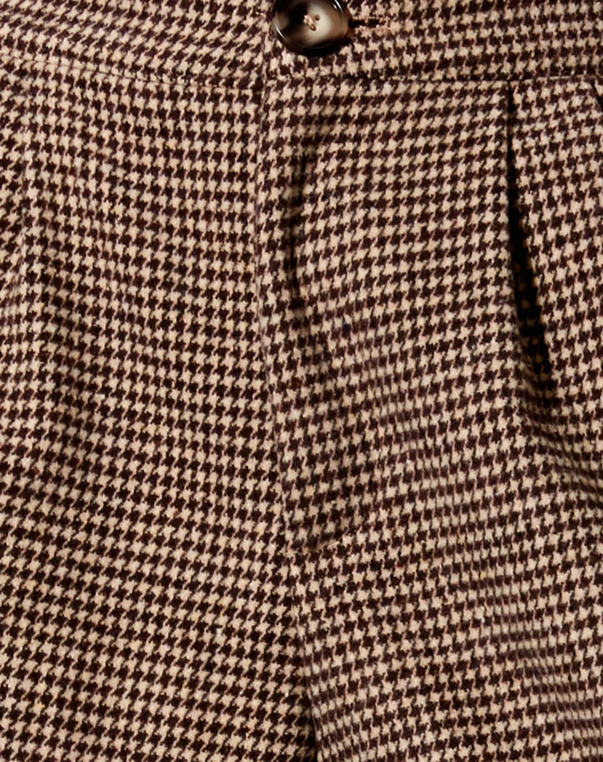 Misha Wide Leg Trouser in Houndstooth Brown - Image 6