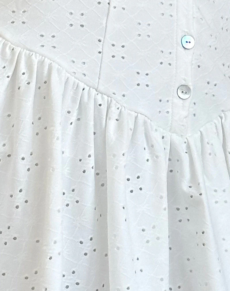Misty Mini Tea Dress in Broderie White - Image 5