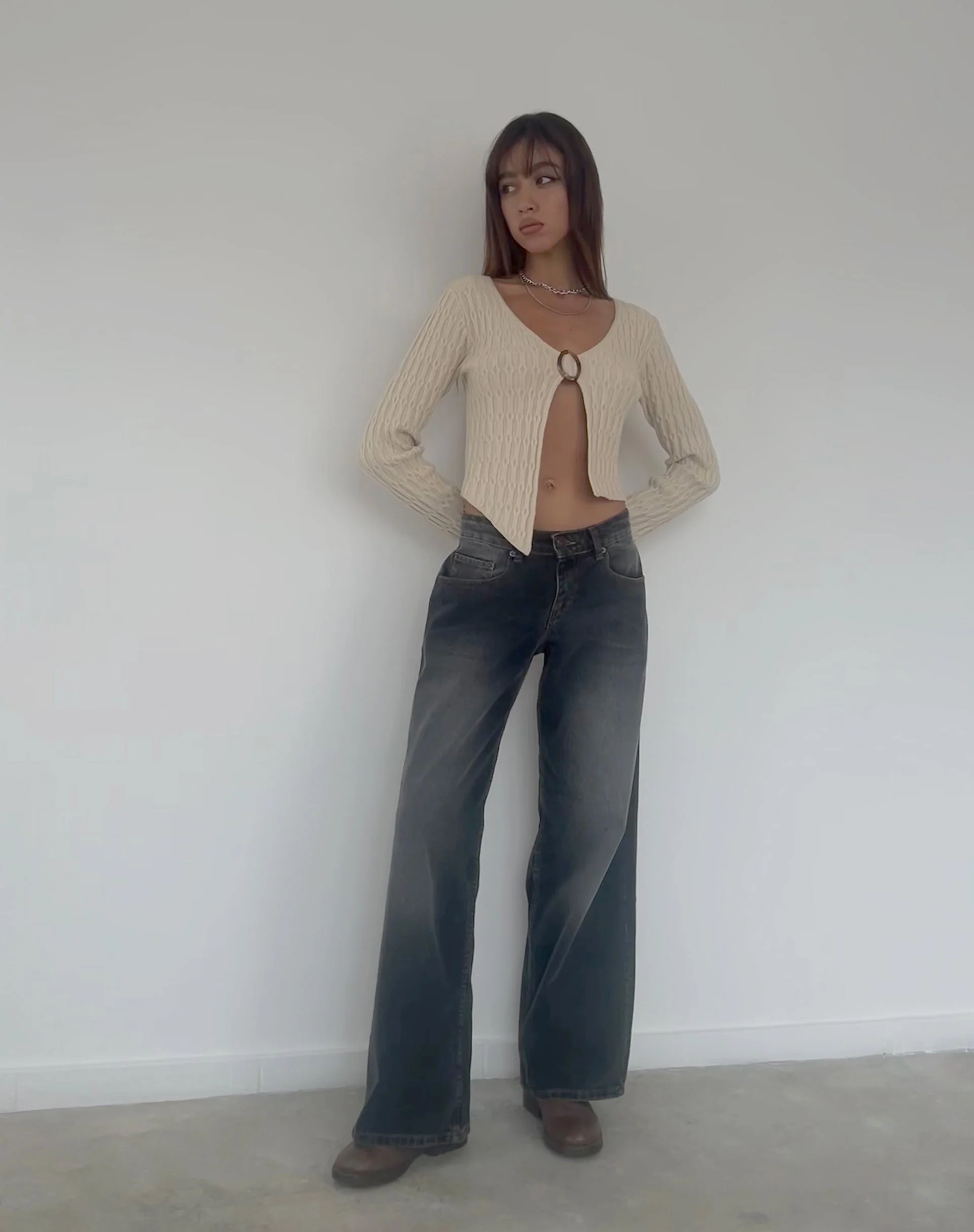 Mohara Long Sleeve Butterfly Top in Neutral Knit - Image 4