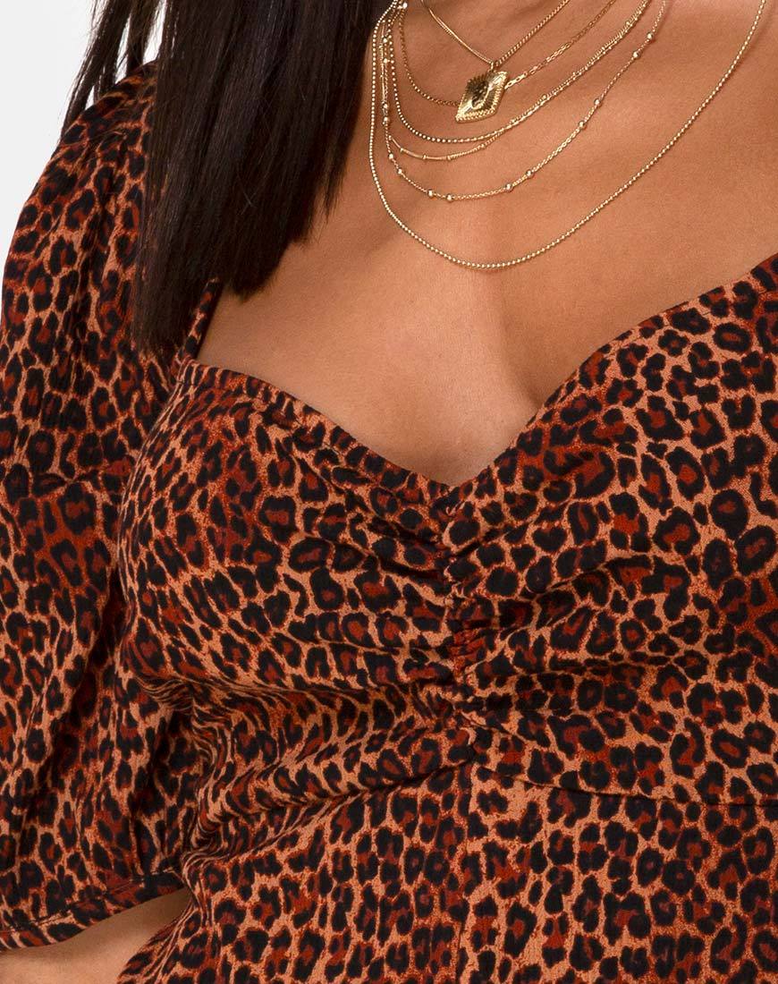 Monali Playsuit in Crinkle Ditsy Leopard Orange - Image 5