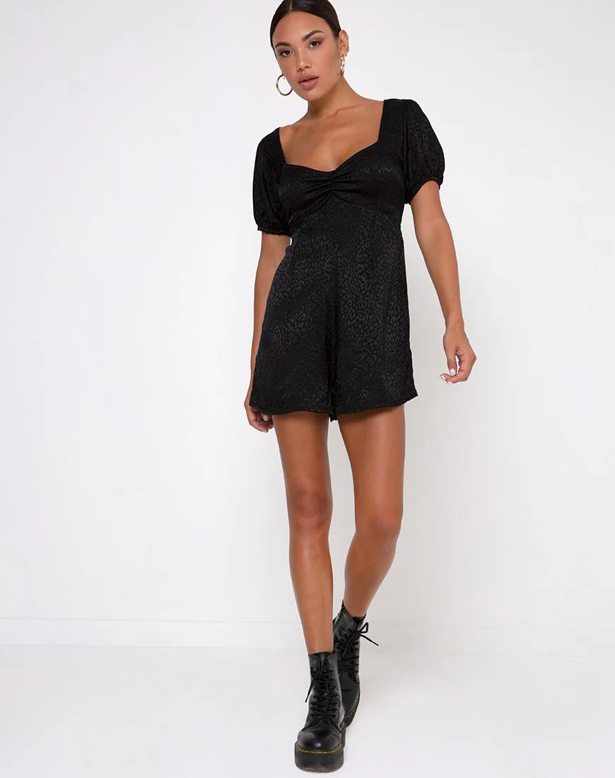 Monali Playsuit in Satin Cheetah Black - Image 3