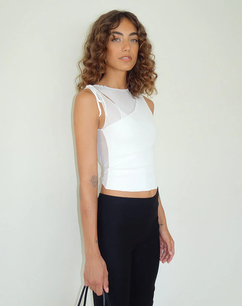 Moni Vest Top in Mesh Ivory - Image 2