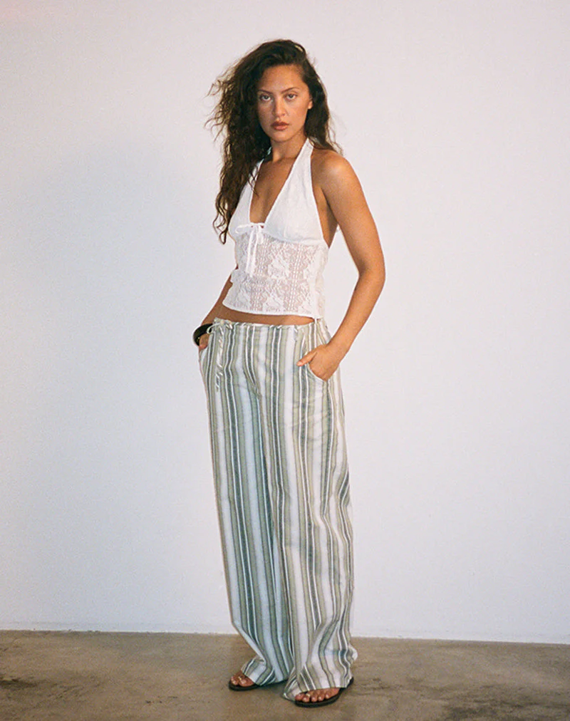 Morino Trouser in Sage Stripe - Image 2