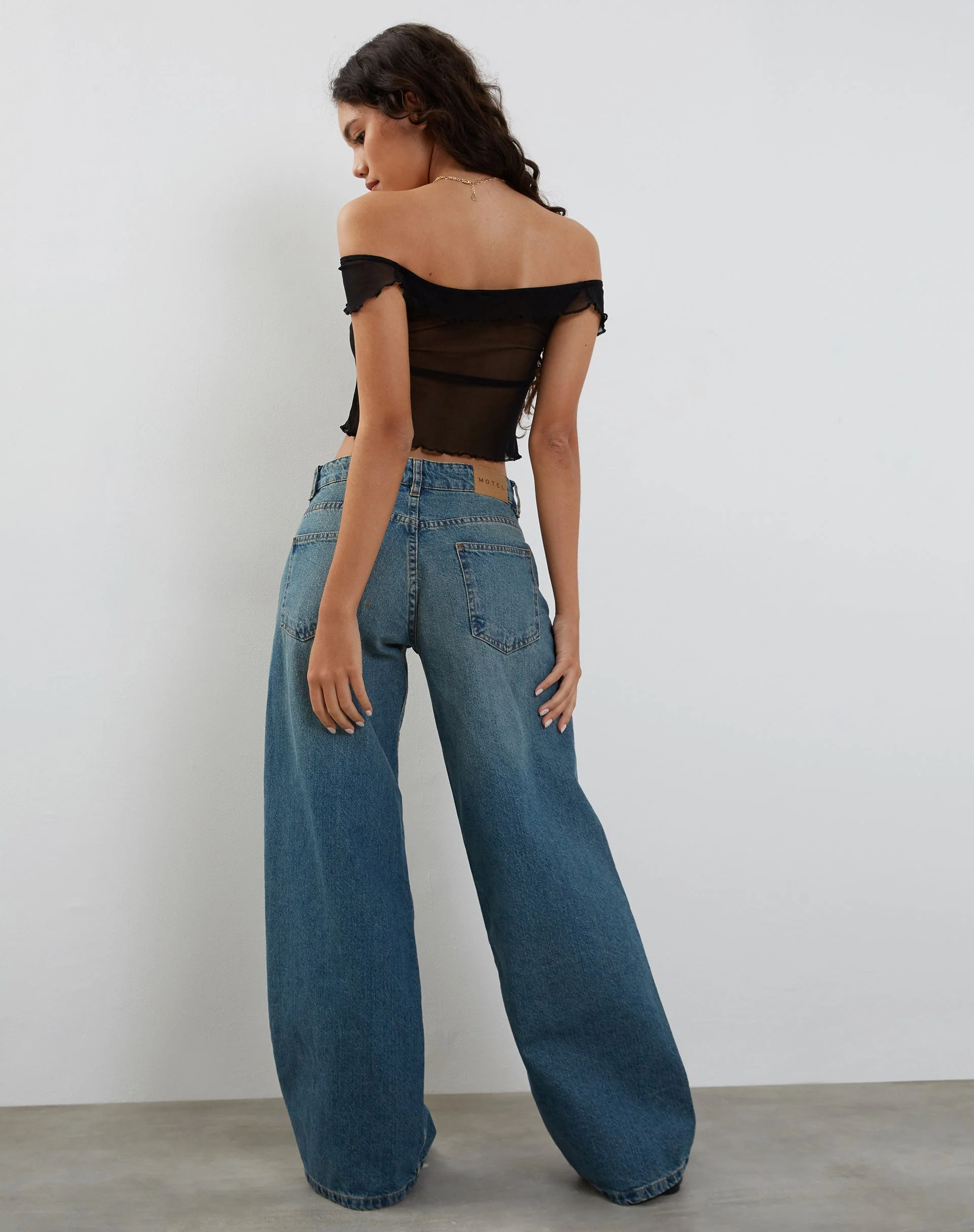 Nabil Bardot Top in Mesh Black - Image 4