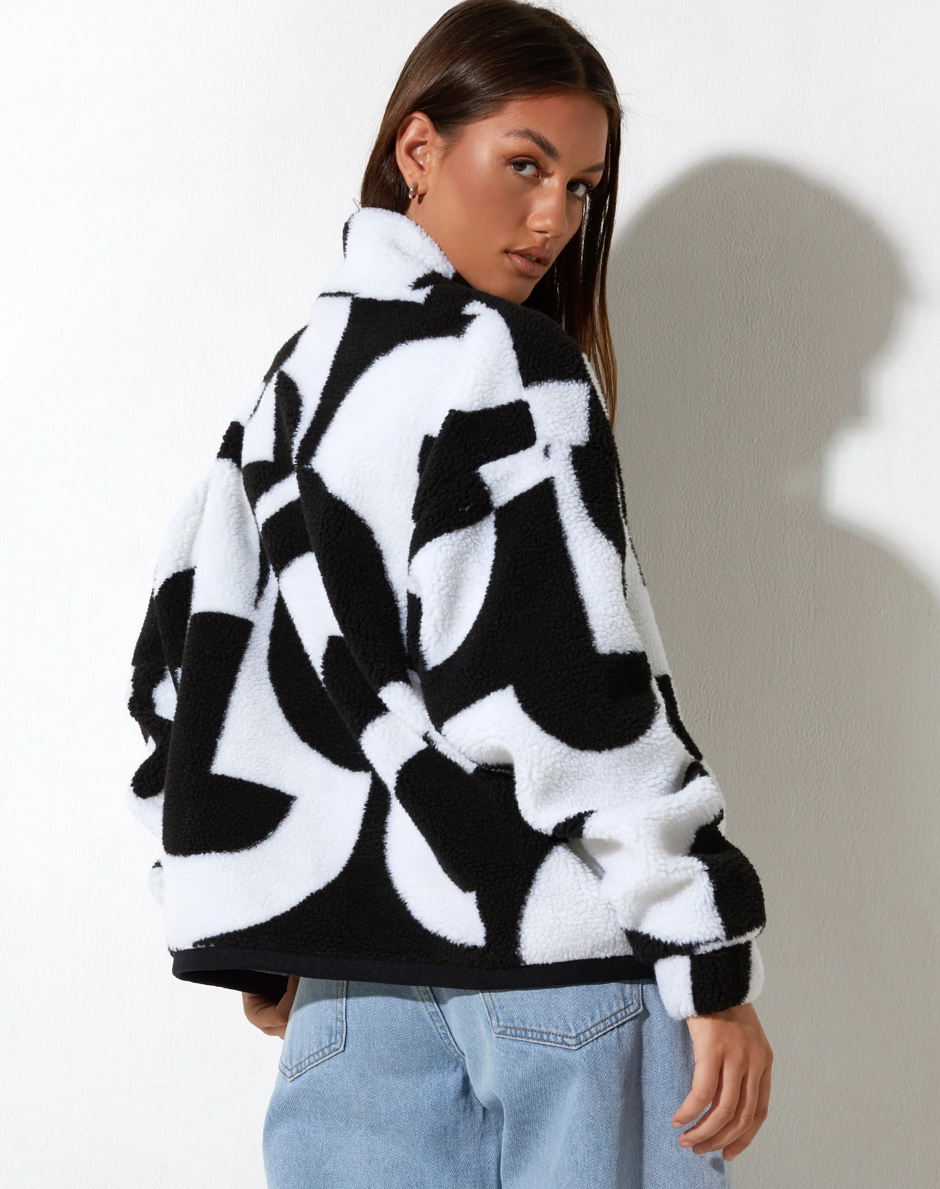 Naira Jacket in Geo Black and White - Image 3