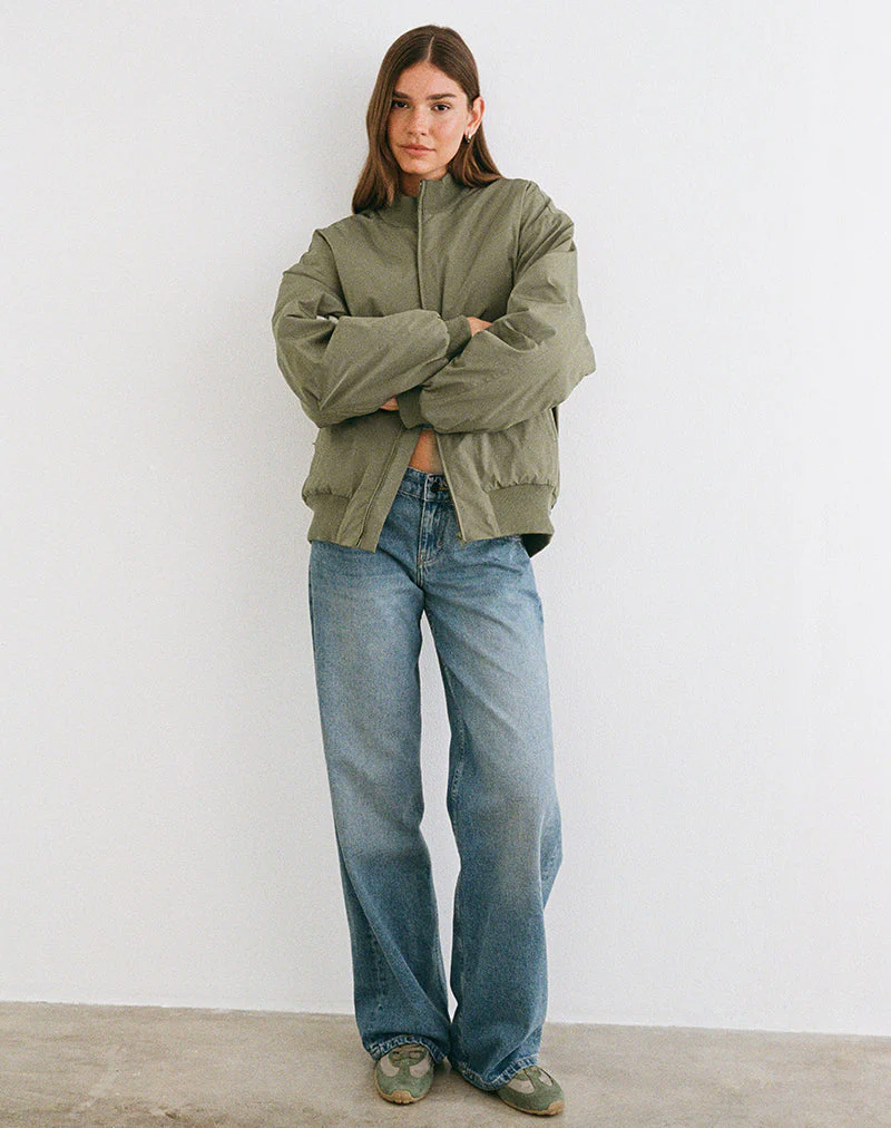 Najora Puffy Bomber Jacket in Dark Sage - Image 2