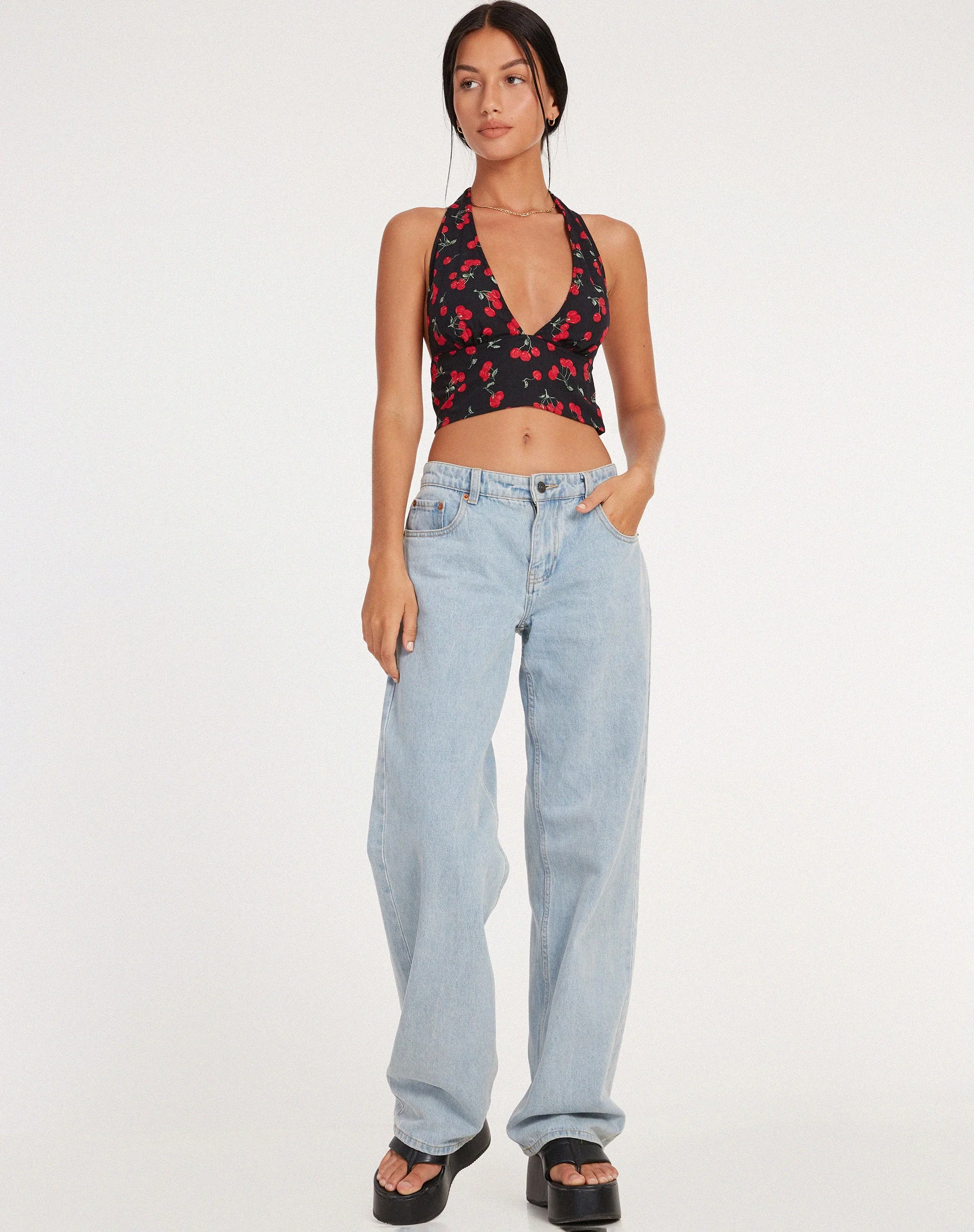 Nanda Crop Top in Cherries Black - Image 3