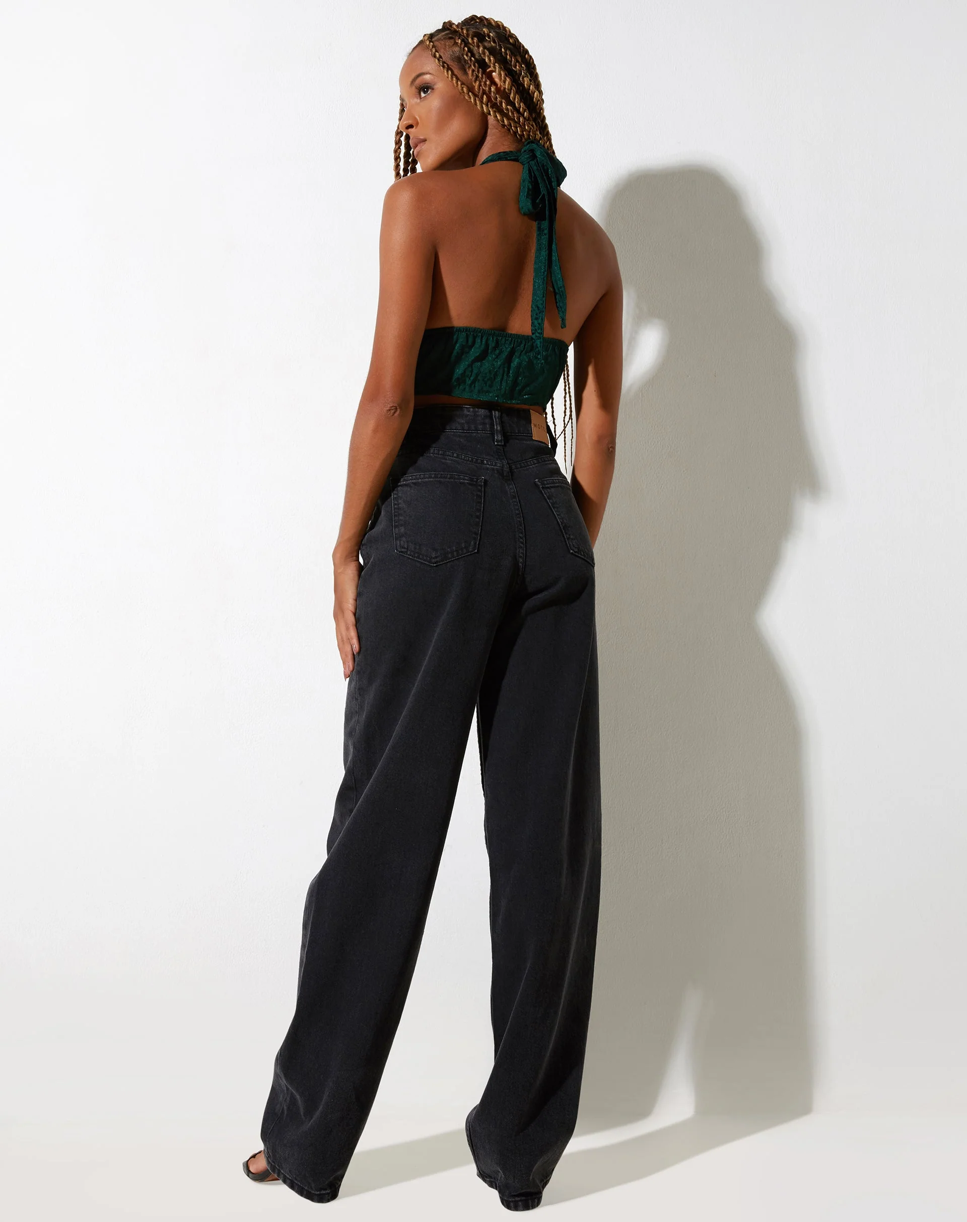 Nanda Crop Top in Satin Cheetah Forest Green - Image 3