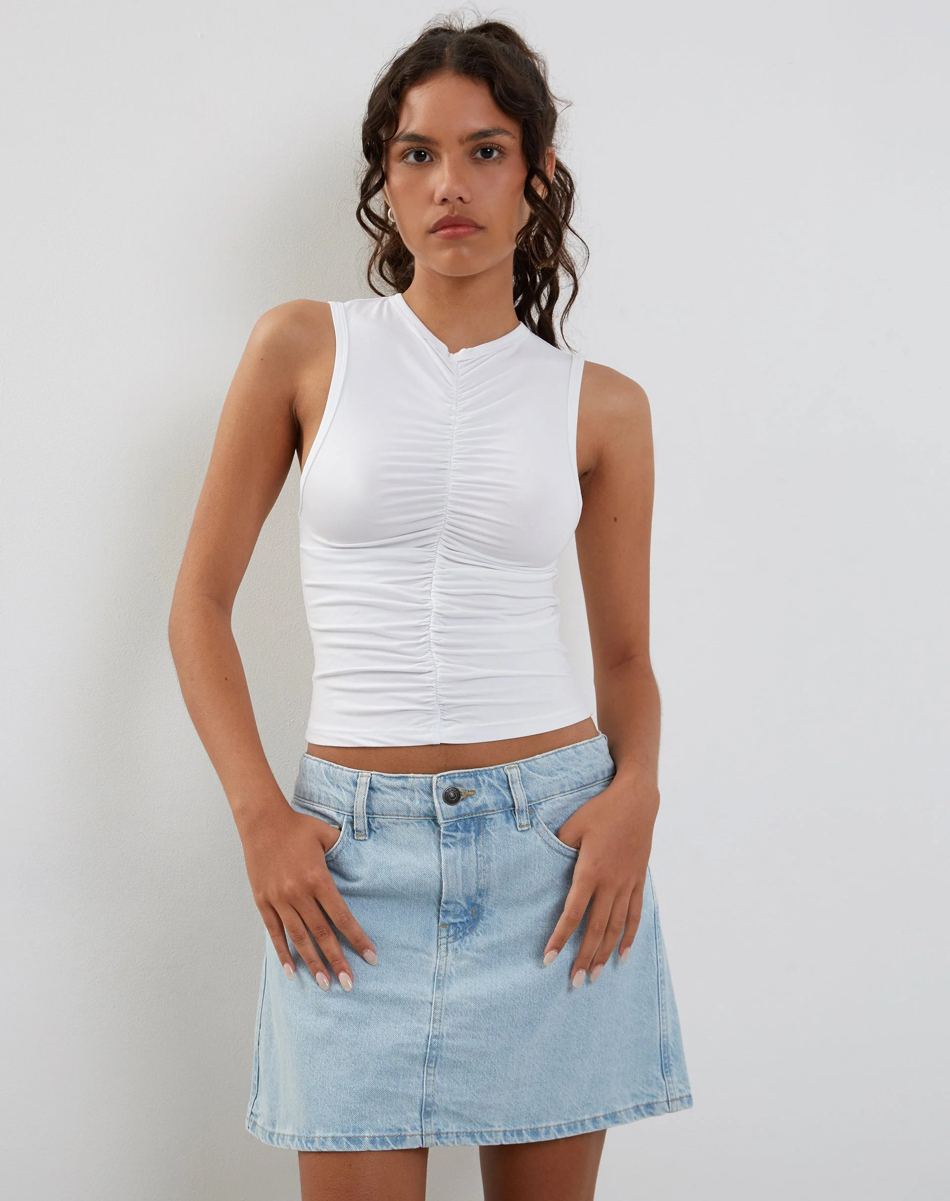 Naoko Ruched Top in White - Image 5