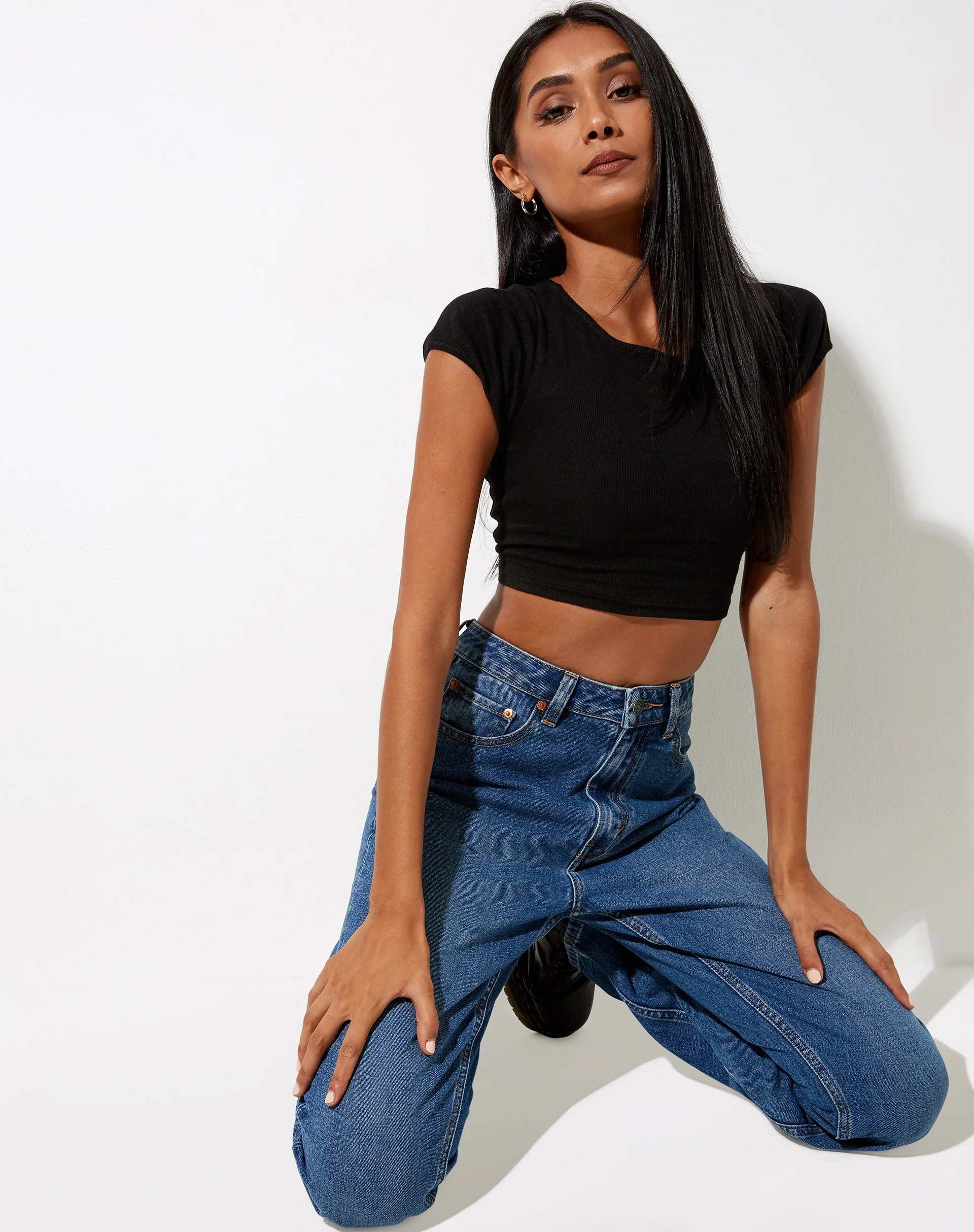 Natka Crop Top in Rib Black - Image 2