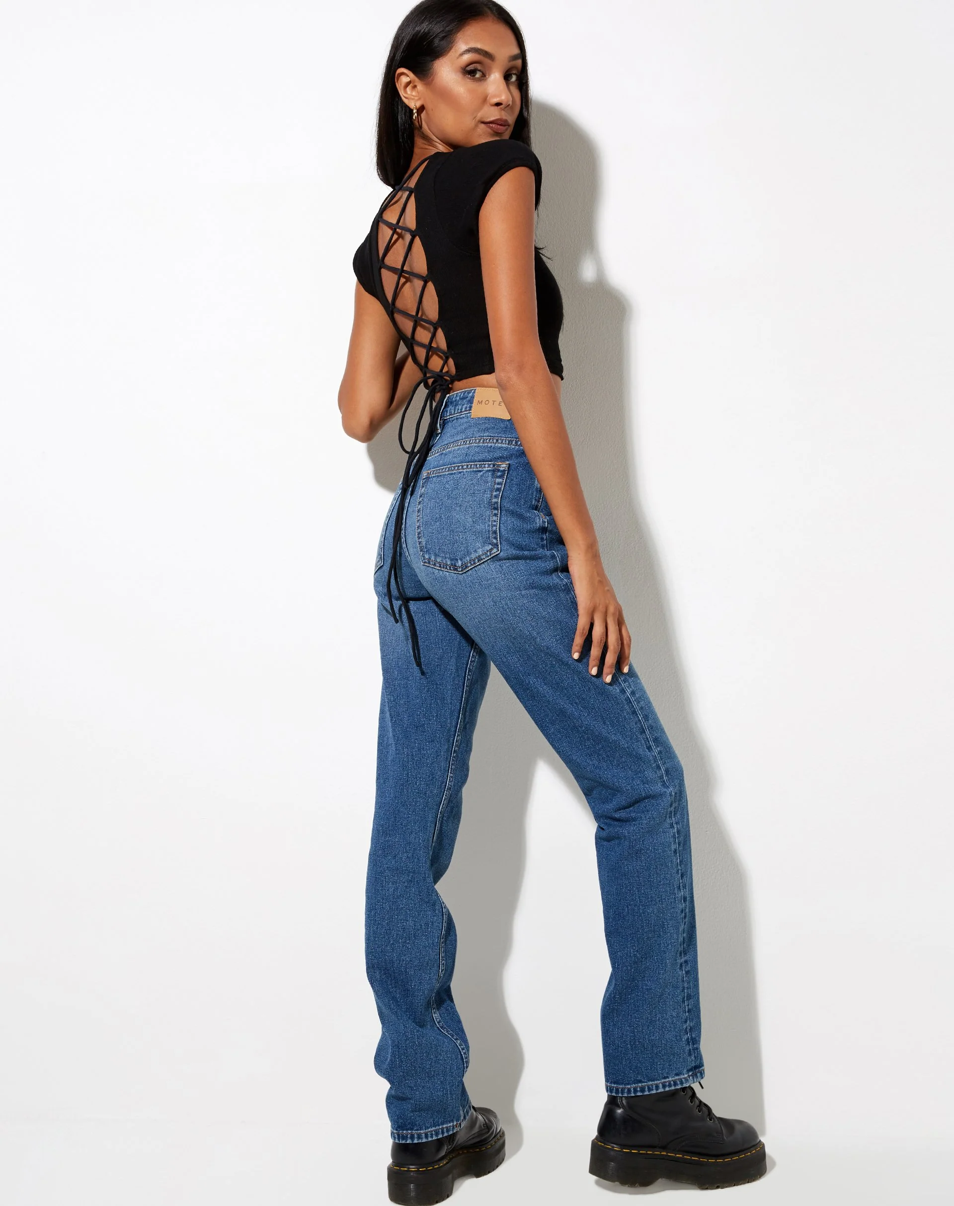 Natka Crop Top in Rib Black - Image 3